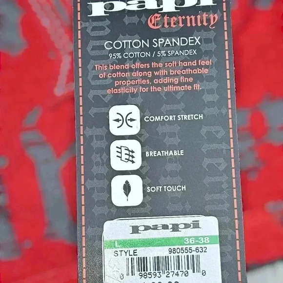 PAPI ETERNITY COTTON BLEND BRAZILLIAN BRIEFS RED/ GREY PATTERN #980555 LARGE NWT - Picture 5 of 6